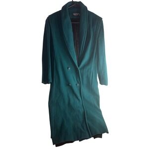 Wellington Fashions Teal Green Double Breasted Wool Blend Coat Made in USA Women